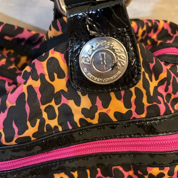 Betseyville by Betsy Johnson Leopard Print Shoulder Bag with Pink Accents - Picture 11 of 16